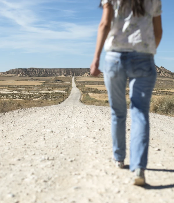 twilight environment woman walking dirt road enviroment