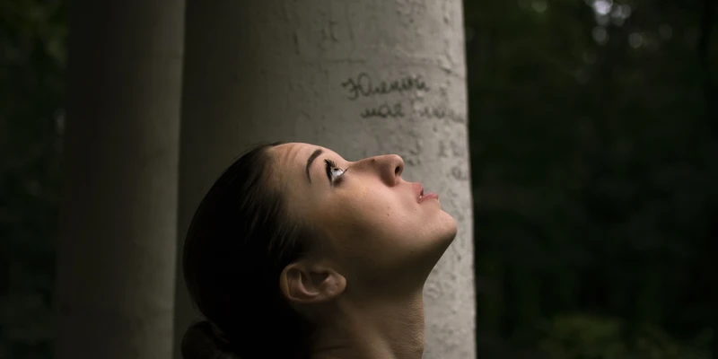 twilight mental health woman looking tree