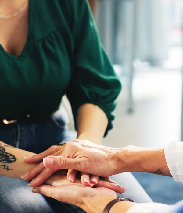 twilight therapy woman holding hand man