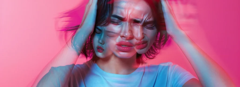 Mujer lidiando con los efectos de abstinencia por dejar el cristal.